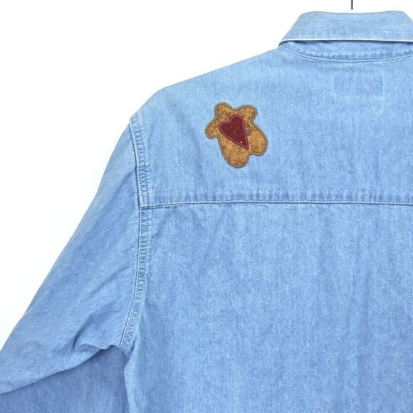 Vintage Three Rivers Denim Shirt‎ Womens Medium Embroidered Santa Cabincore Mom - Picture 13 of 16